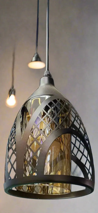 Black Pendant Light with Metal Cage & Single Lamp murukali.com