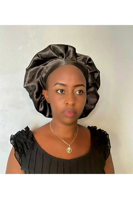 Black Satin Bonnet murukali.com