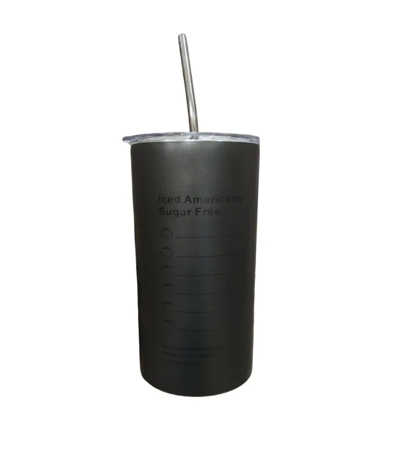Black Stainless Steel Travel Tumbler with Straw Murukali.com