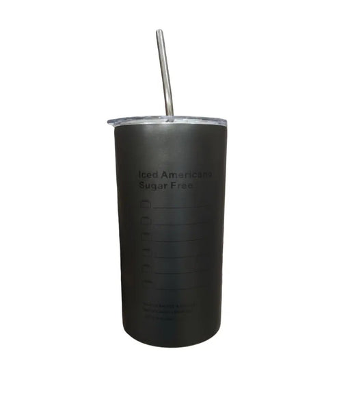 Black Stainless Steel Travel Tumbler with Straw Murukali.com