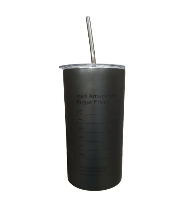 Black Stainless Steel Travel Tumbler with Straw Murukali.com