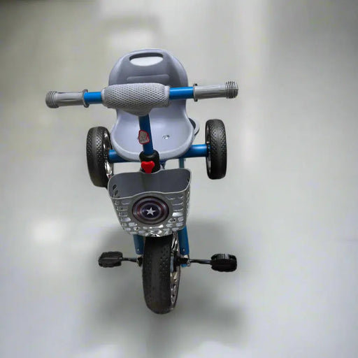 Blue Captain America Kids' Tricycle with Basket Murukali.com