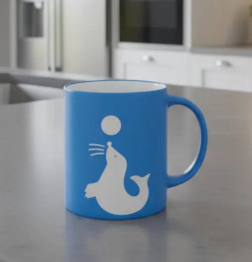 Blue Cartoon Seal Mug Murukali.com