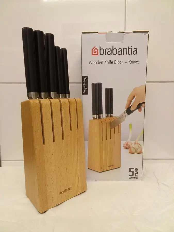 Brabantia Wooden Knife Block + Knives 5pcs Murukali.com