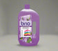 Purple bottle of Brio liquid detergent with lavender design on a white background