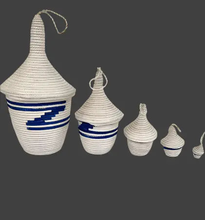 Bundle of 5 Africa Basket Beigi & Dark Blue (Agaseke) Murukali.com