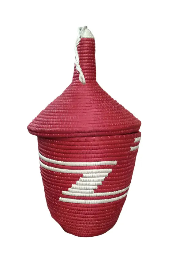 Bundle of 5 African Red &Beige Basket (Agaseke) Murukali.com
