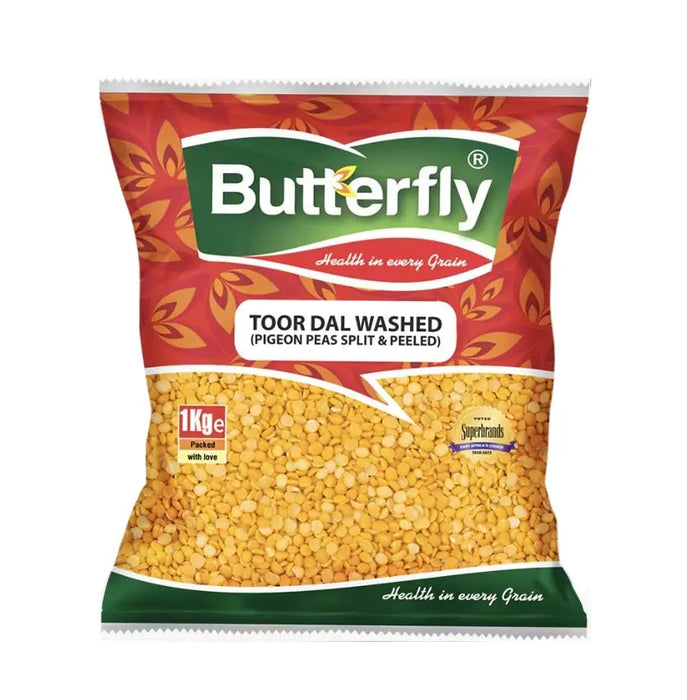Butterfly Toor Dal Washed Pigeon Peas Split & Peeled 1kg Murukali.com