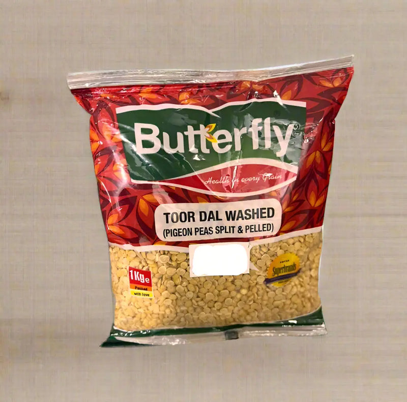 Butterfly Toor Dal Washed Pigeon Peas Split & Peeled 1kg Murukali.com