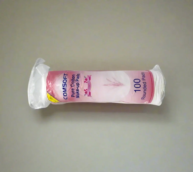 Comsoft pure cotton makeup pads packaging on a white background