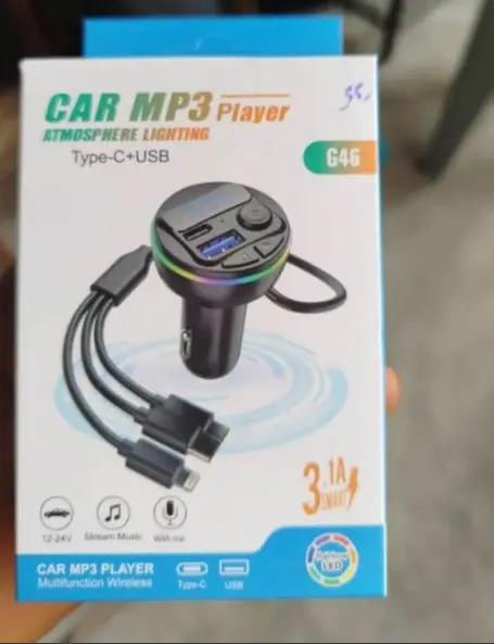 Car MP3 Player with Type-C + USB & Atmosphere Lighting G46 Model Murukali.com