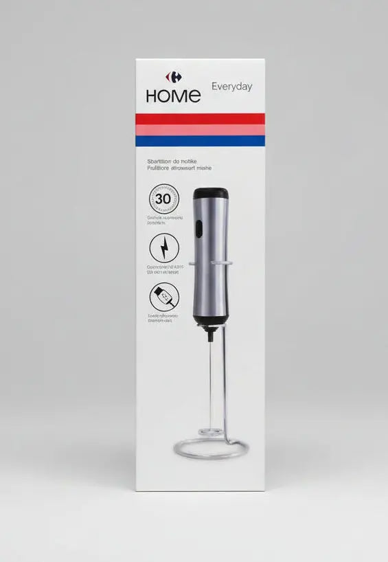 Carrefour HOME Everyday Electric Milk Frother – Rechargeable Stainless Steel Murukali.com
