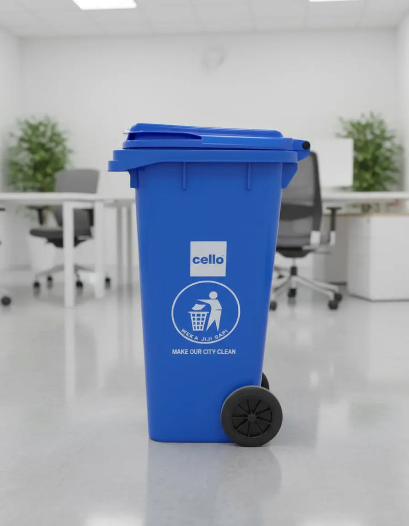 Cello Blue Plastic wheeled Garbage Bin 120L Murukali.com