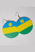 Circle Wooden Earring with Rwandan Flag murukali.com