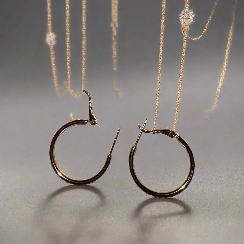 Classic Gold Hoop Earrings with Sapphire Inlays Maman Fatu