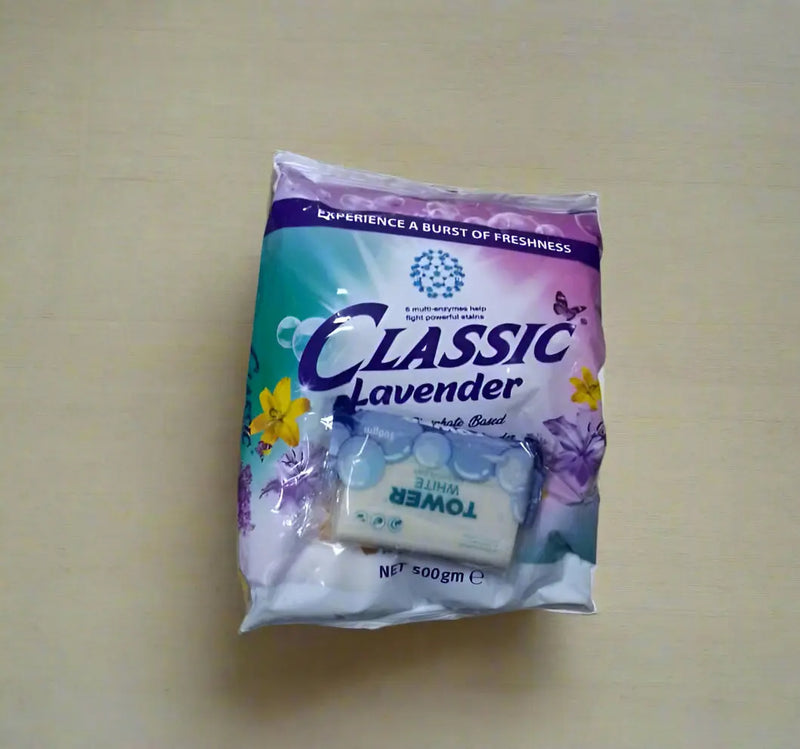 Classic Lavender Detergent Powder Tower White 500g Murukali.com