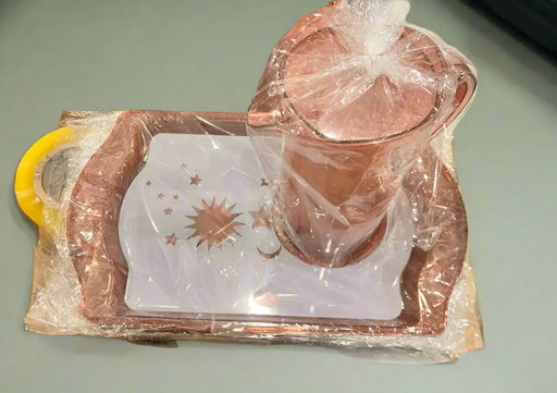 Copper-Colored Pitcher and a Matching Tray Set of 6 pieces Murukali.com