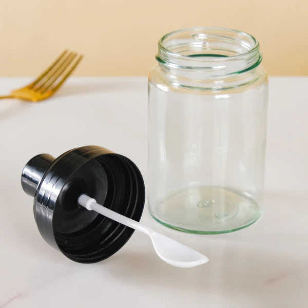 Glass Spice Jar With Small White Spoon