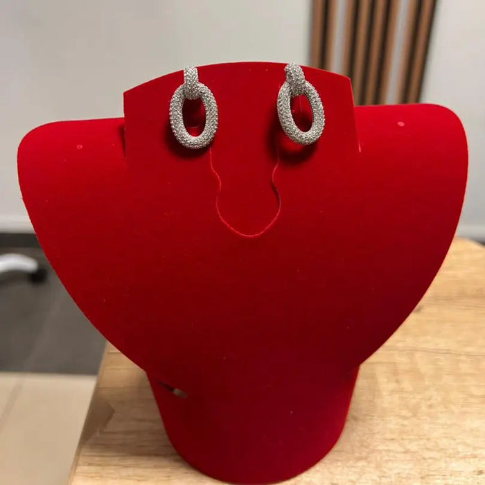 Dazzling Silver Oval Earrings Maman Fatu