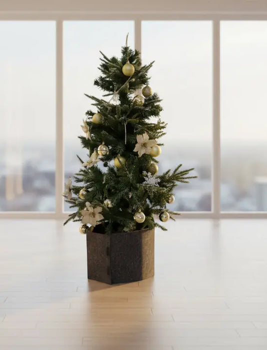 Decorated Artificial Christmas Tree with Gold & White Ornaments 1.20M Murukali.com