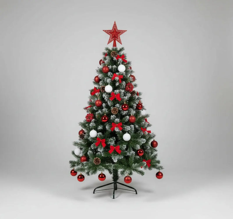 Decorated Artificial Christmas Tree with Red Ornaments 1.20M Murukali.com