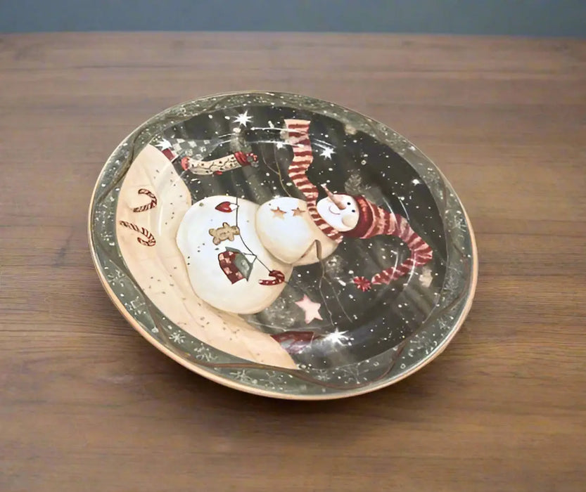 Decorative Plate Featuring  Snowman Design Murukali.com