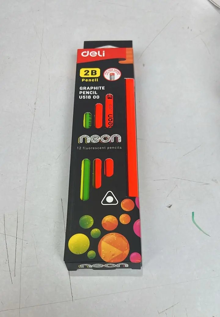 Deli Neon Pencil 2B 12pc Set Murukali.com