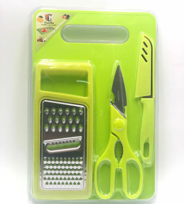 Dishes wireboard set/Plastic Chopping Board with Knife Set and Scissor Plastic Kitchen item Multipurpose. Murukali.com