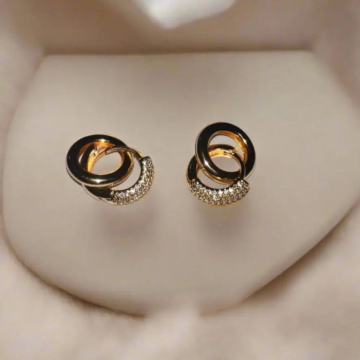 Double Gold Hoop Earrings with Diamond Accents Maman Fatu