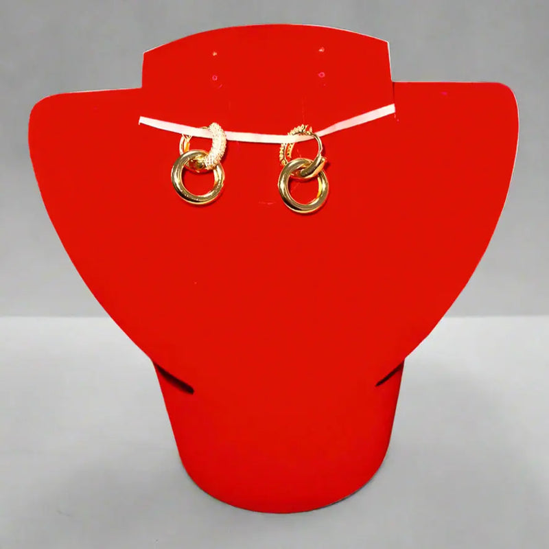 Double Gold Hoop Earrings with Diamond Accents Maman Fatu