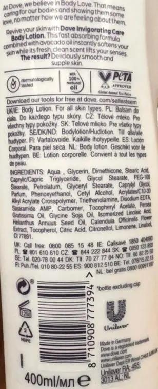 Dove Body Love Invigorating Care Body Lotion 400ml Murukali.com