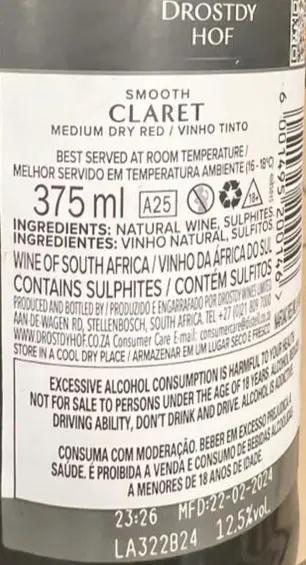 Drostdy Hof Smooth Claret 375ml Murukali.com
