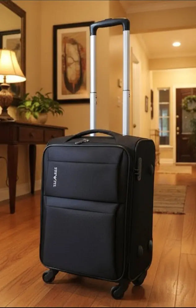 EASYFLY Black Soft-Sided Trolley Luggage Bag Size medium Murukali.com