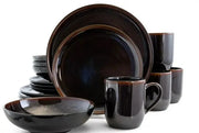 Elama Midnight Beach 18 Piece Modern Metallic Black murukali.com