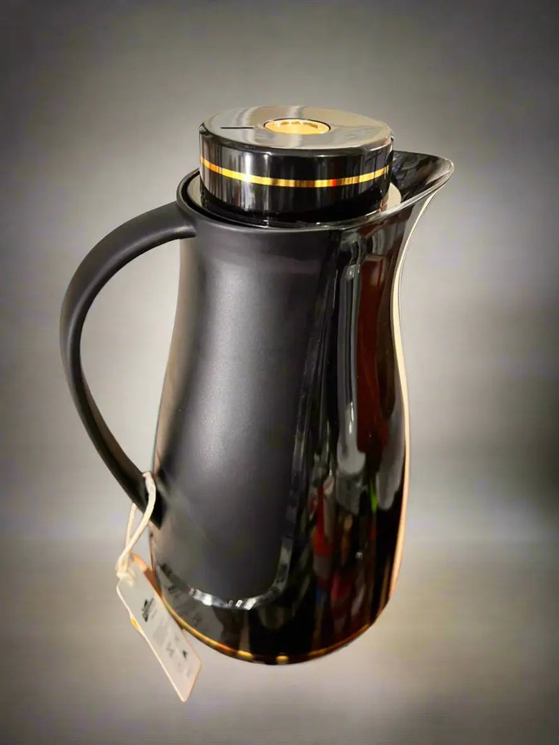 Elegant 2L Black Thermal Carafe with Gold Accents Murukali.com