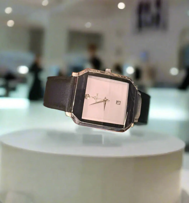 Elegant Black Leather Watch by Aigner Murukali.com