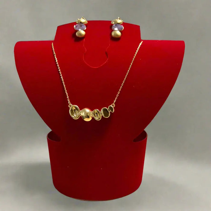 Elegant Gold Necklace and Earring Set with Purple Gemstones Maman Fatu