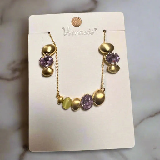 Elegant Gold Teardrop Necklace and Earring Set Maman Fatu