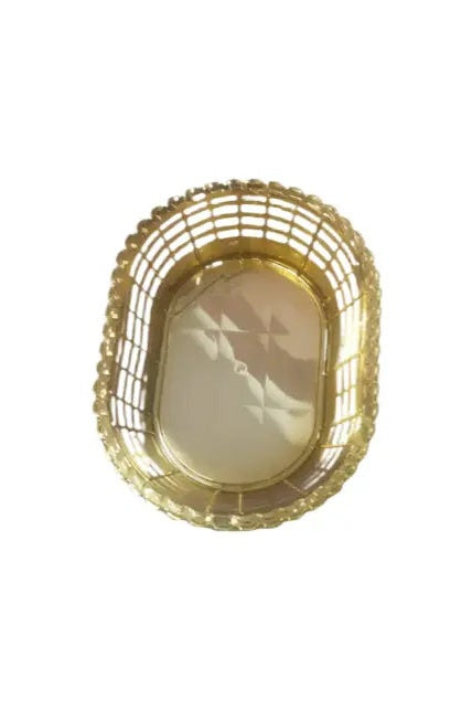 Elegant Gold-Tone Metal Basket - Oval Design Murukali.com