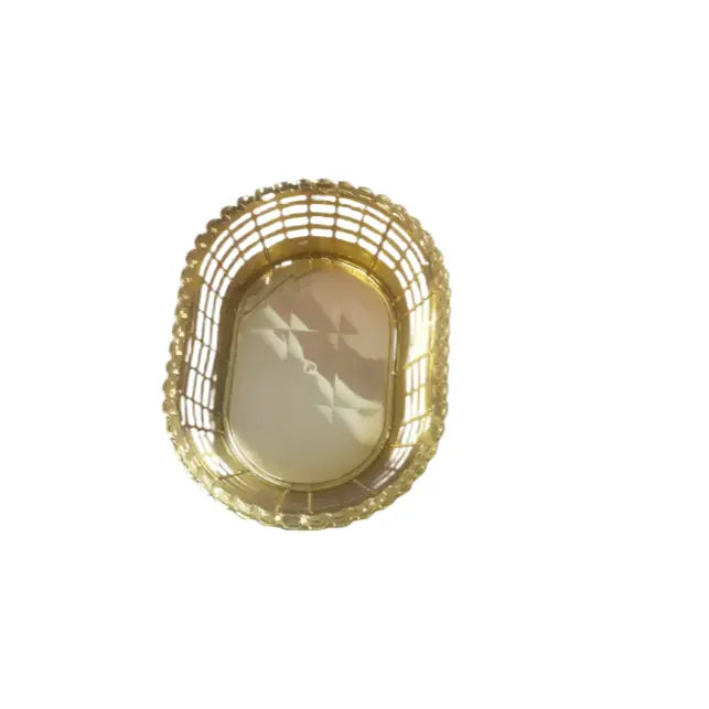 Elegant Gold-Tone Metal Basket - Oval Design Murukali.com