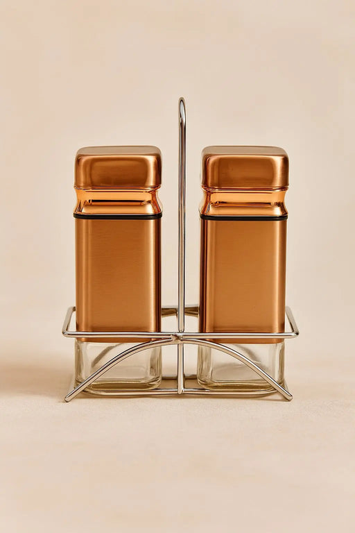 Elegant Salt & Pepper Shakers with Holder Murukali.com