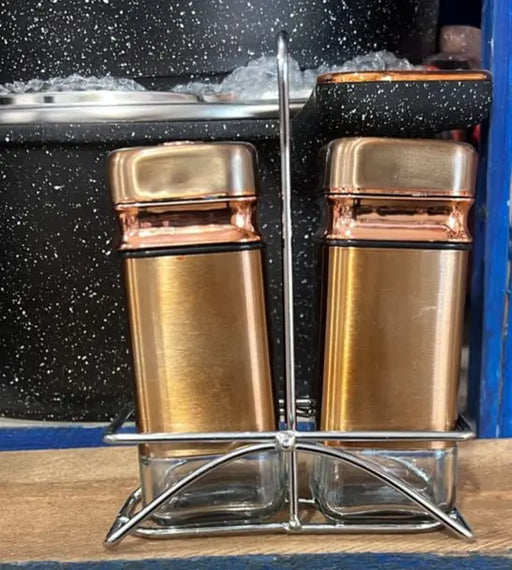 Elegant Salt & Pepper Shakers with Holder Murukali.com