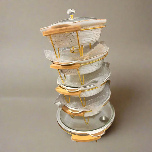 Elegant White and Gold Baking Dish Set - 5 Pieces Murukali.com