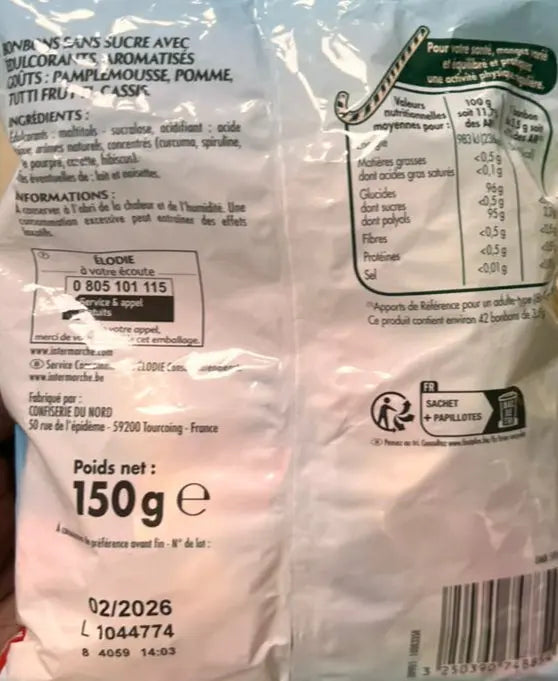 Elodie Bonbons Le Plaisir Léger Sans Sucres Goûts Fruits 150g Murukali.com
