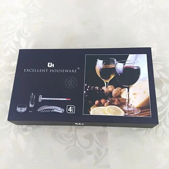 Excellent Houseware 4-teiliges Wein-Accessoire-Set – Einfaches Öffnen und Servieren