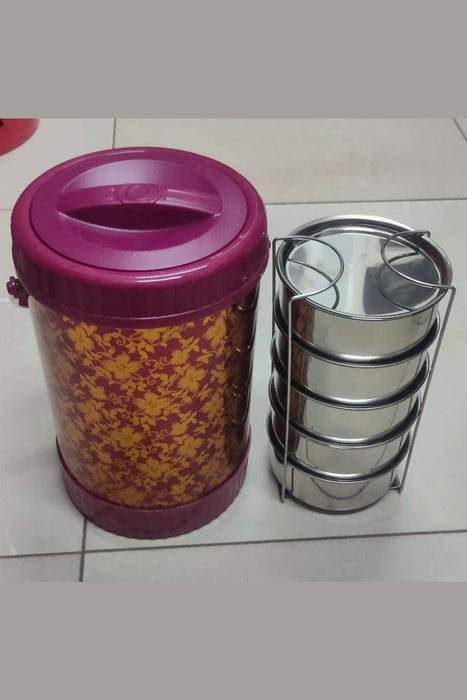 3-Tier Stainless Steel Lunch Box (Tiffin Set) with Insulated Outer Case