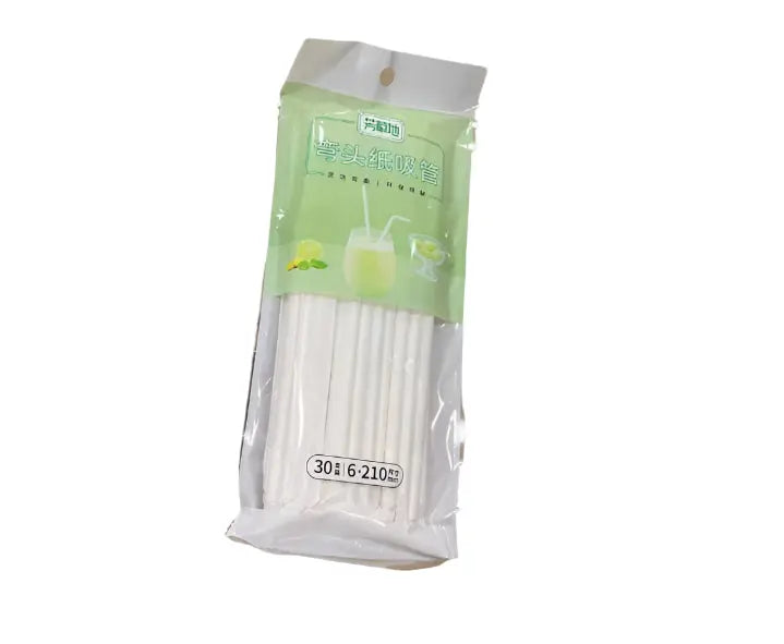 Fangcaodi Bent-head Paper Straws 210mm 30pcs Murukali.com