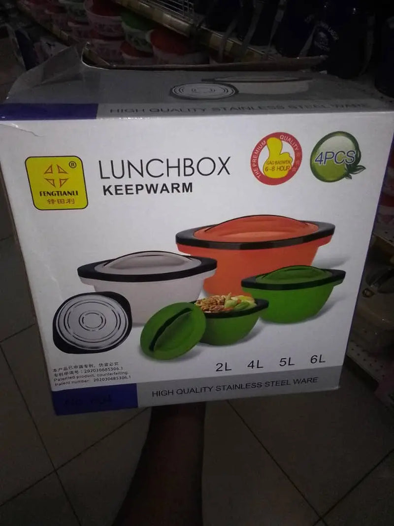 Fengtianli 4-Pieces Stainless Steel Lunchbox Set - Keep Warm, 2L to 6L Murukali.com