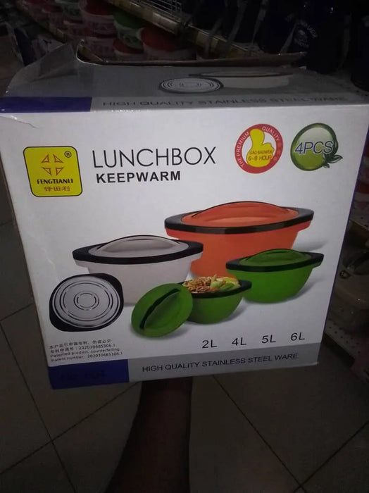 Fengtianli 4-Pieces Stainless Steel Lunchbox Set - Keep Warm, 2L to 6L Murukali.com