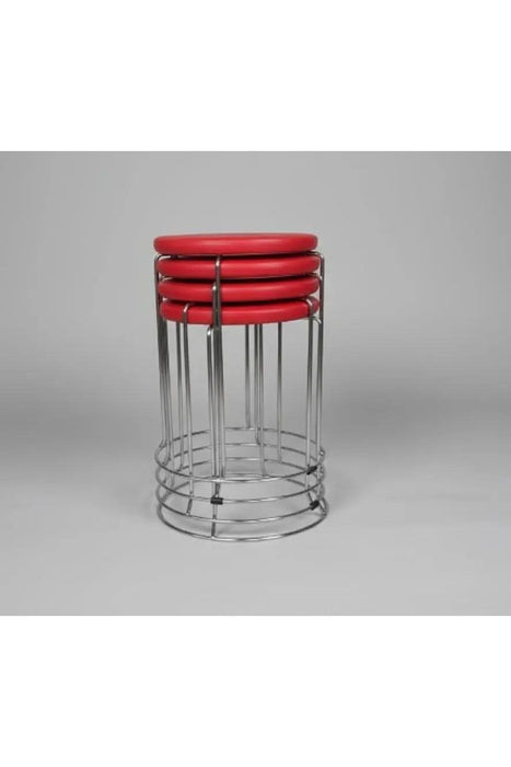 Fiber Seat Iron Rod Round Stool – Durable Stainless Steel Seating 1PCS Murukali.com